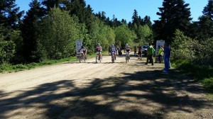 The tiny womens field takes off for a brutal 40k cross country race